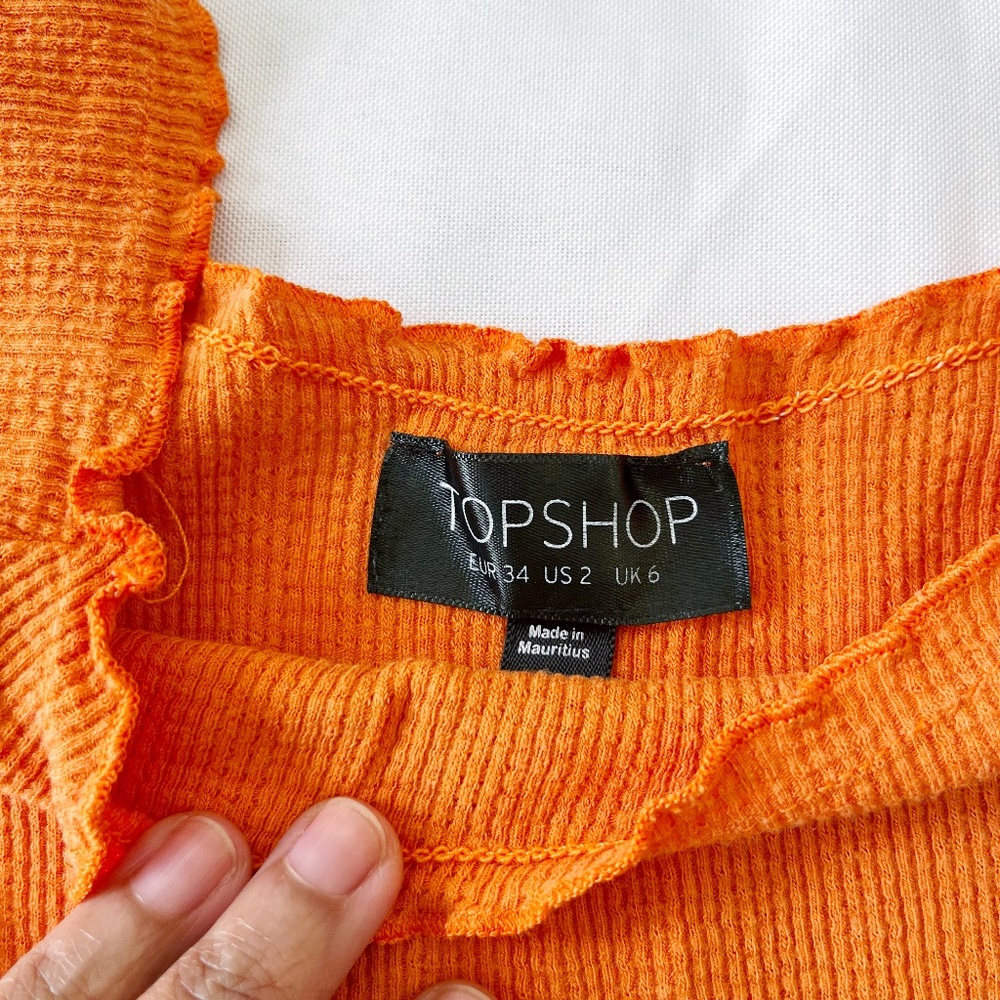 topshop orange knit off the shoulder top - Picture 4 of 5
